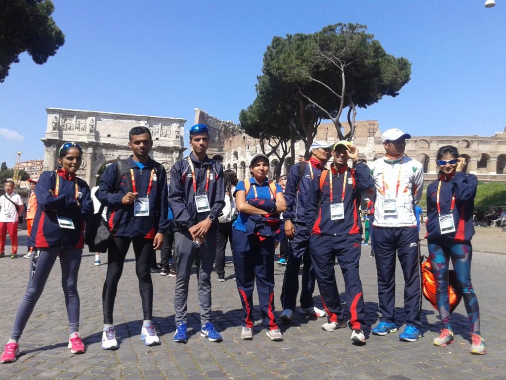 Navneeta with national race walking team, France